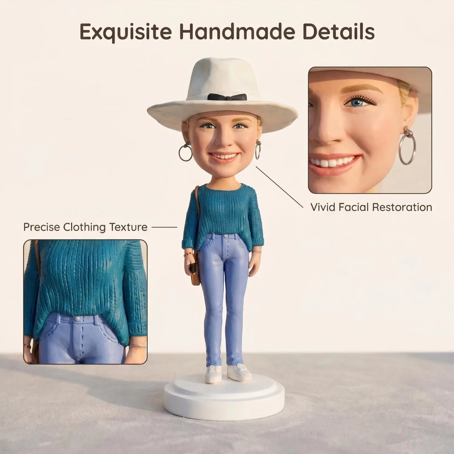 Customizable Personalised Clay Bobblehead Figurine - Unique Home Decor Shelf Gift for Him Or Her - Birthday Anniversary Keepsake