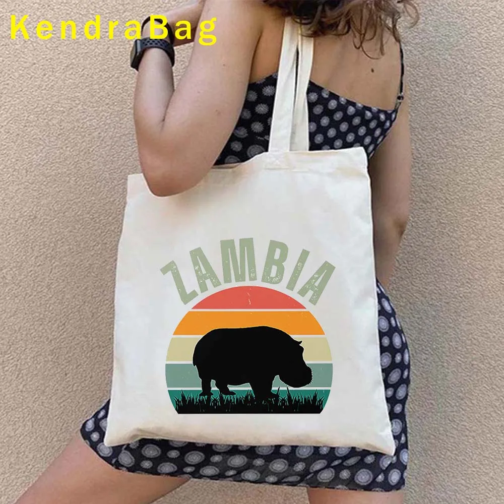 Zambian Country Map Sacola para Mulheres, Presente Bonito, Sacola, Eco Handbags, Lona, Mapa, África, Zambian, Patriótico, Amor, Coração, Harajuku