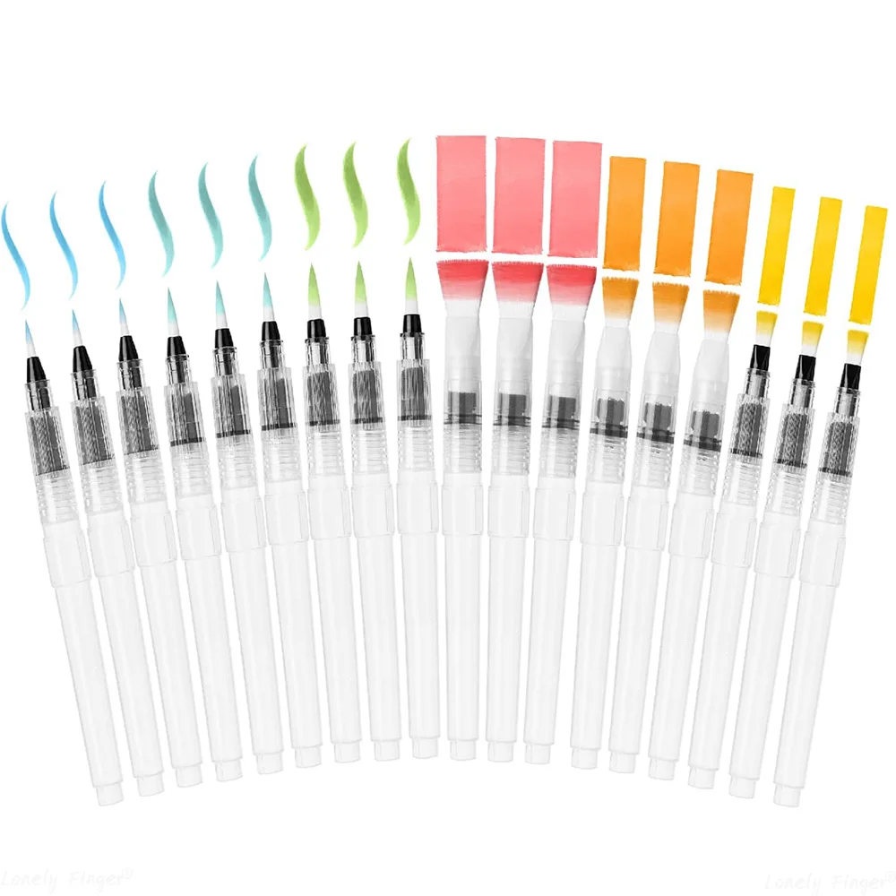 

6/18PCS Watercolor Brush Pens Set - Super Easy to Use and Fill, for Water Soluble Colored Pencil, Aqua Brush Pen, Gift Ideas