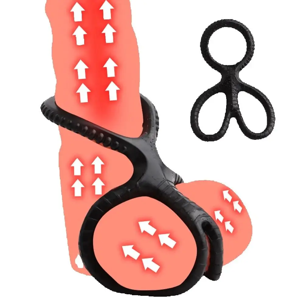 Reusable Silicone Penis Ring Male Sex Toys Enlargement Cock Ring With Three Circle Stretchy Delayed Semen Lock RIng Sex products