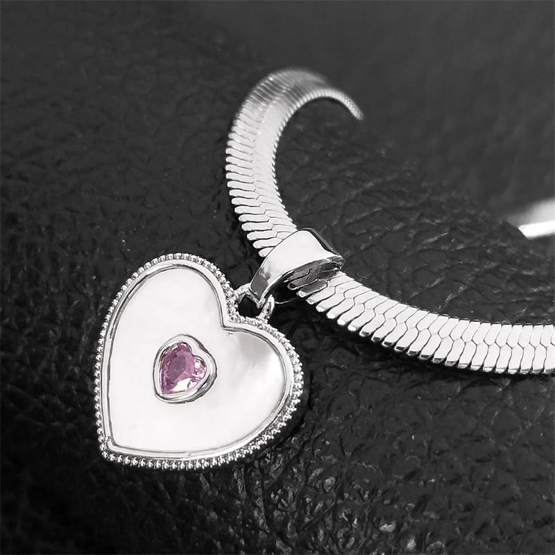 

Y2k Pink Crystal Peach Heart Shell Necklaces Stainless Steel Copper Choker Necklace Women Kpop Jewerly collares aesthethic NGGS0