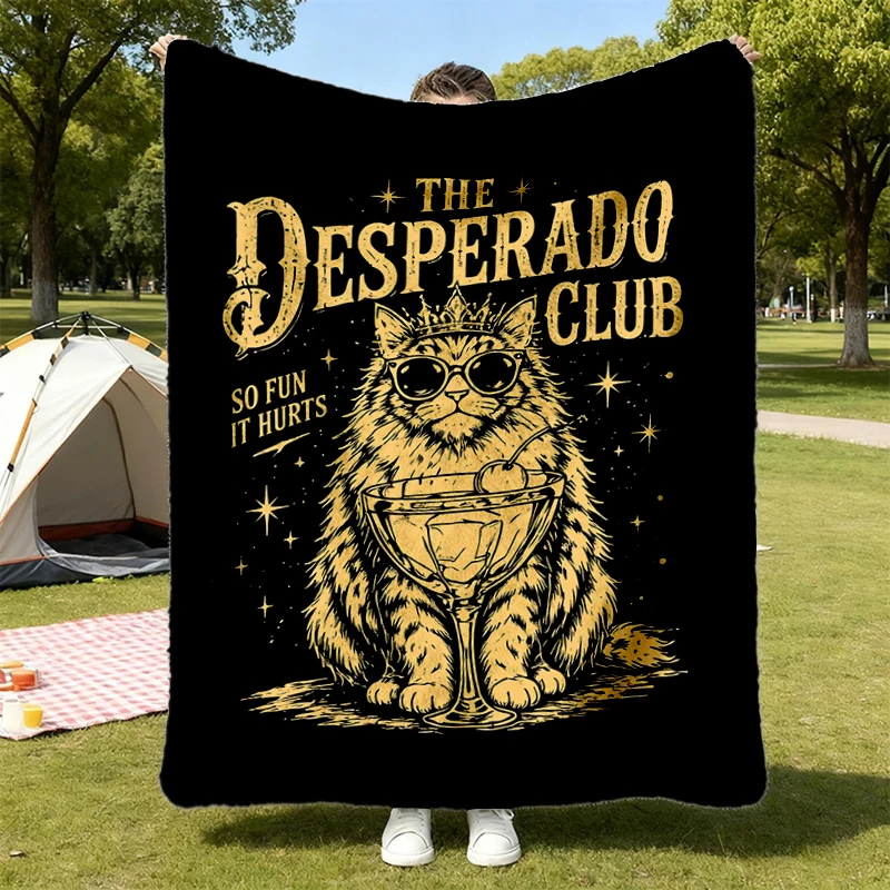 The Desperado Club Comfy Blanket, Dungeon Crawler Carl Princess Donut Flannel Blanket, Sci-Fi Book Lover Gold Design