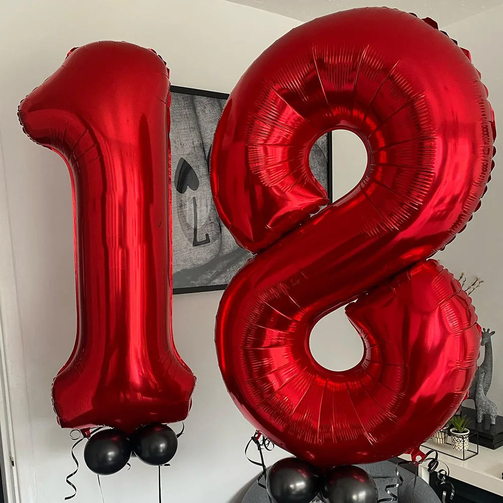 32inch Red Foil Balloons 0-9 Number Balloon Happy Birthday Bride Wedding Party Decor Shower Large Valentine\'s Day Figures Globos