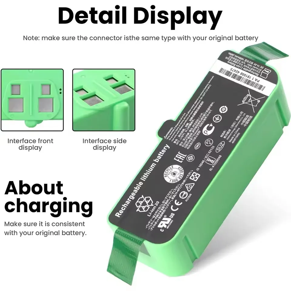14.4V 12.8Ah Li-ion Battery for iRobot Roomba Robots 600 700 800 900 Series 696 760 761 770 780 790 860 870 871 880 960 965 966