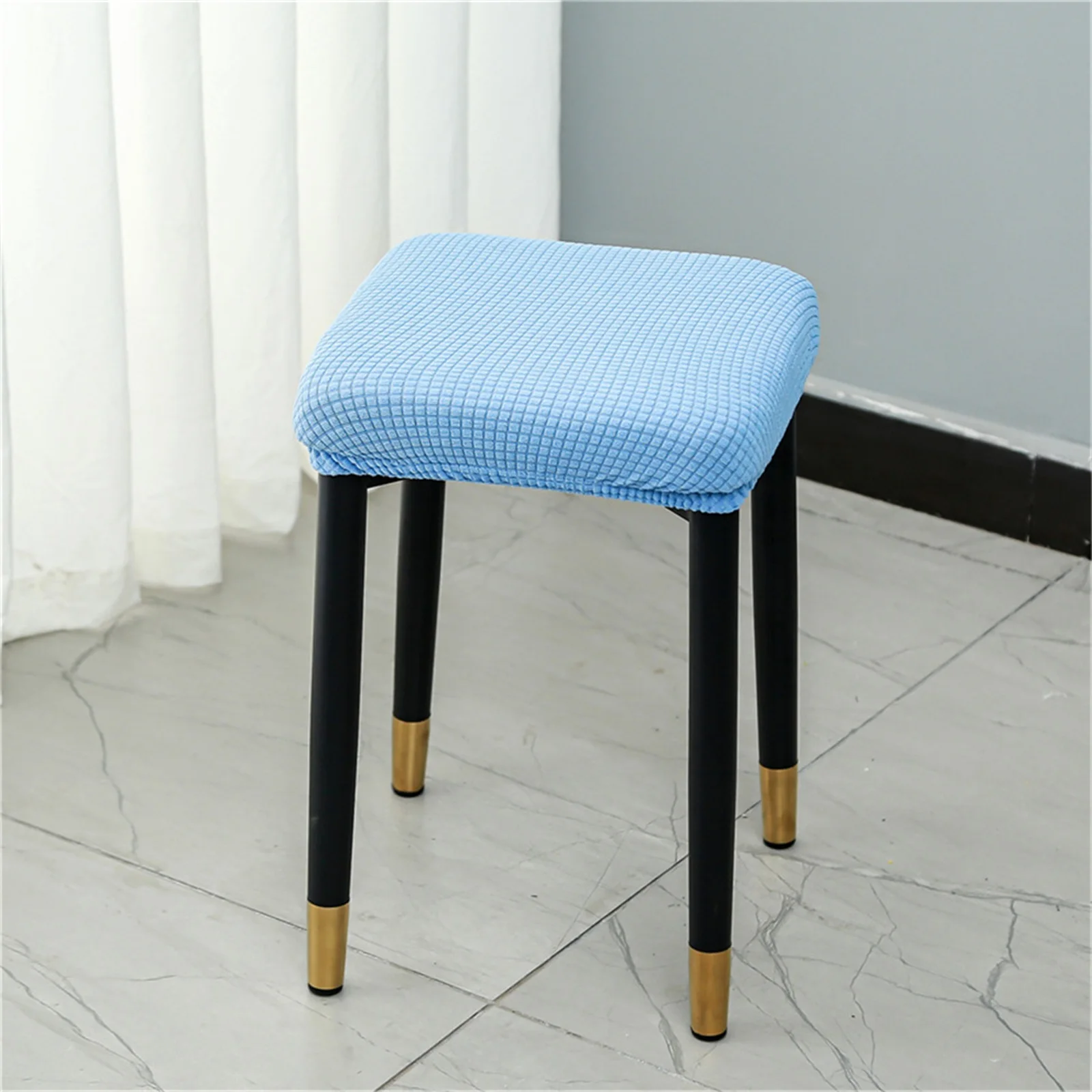 

Stretch Counter Stool Covers Jacquard Vanity Stool Cover Bar Stool Seat Covers with Elastic Bands 1 Pack Square Stool Covers