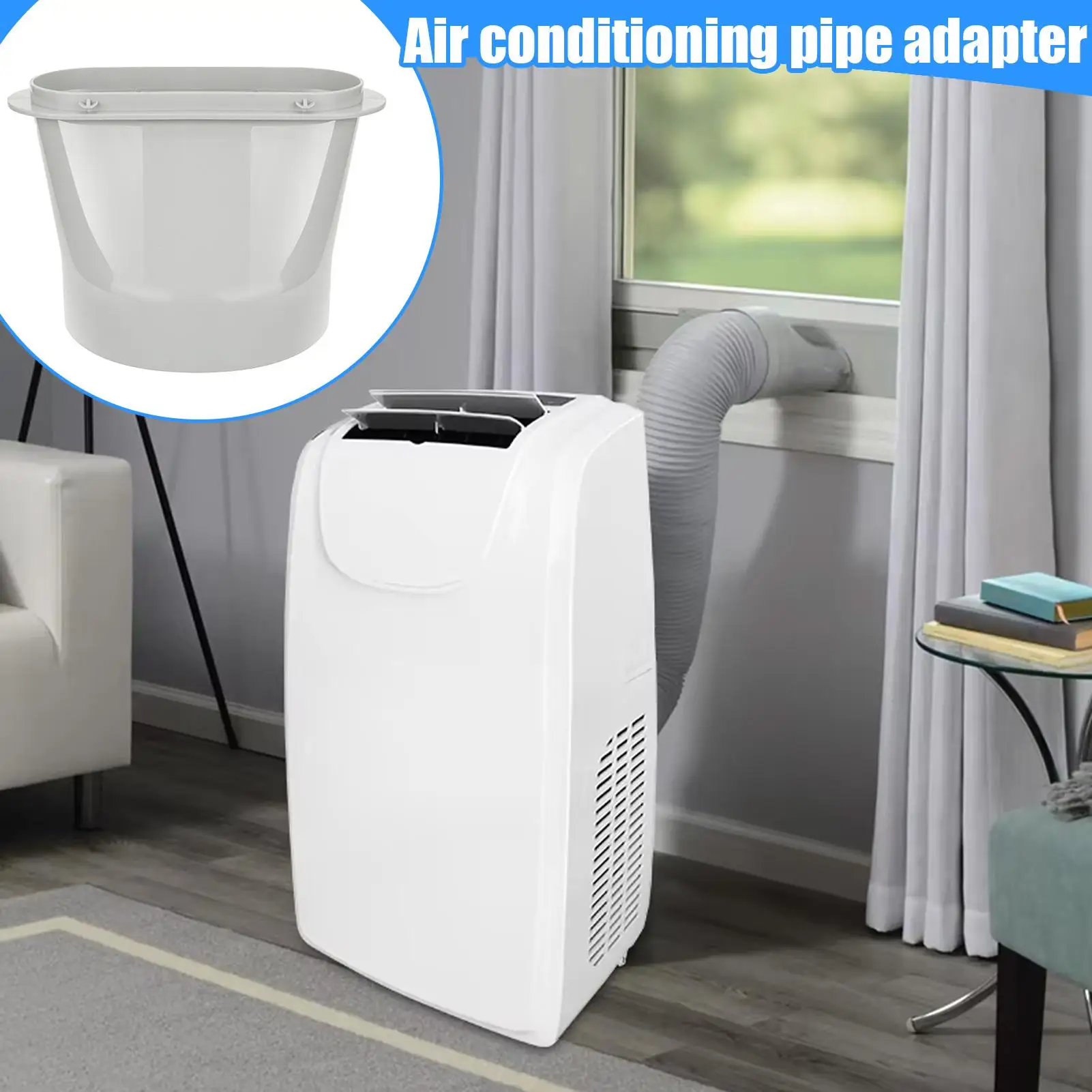 Portable AC Exhaust Hose Connector Air Conditioner Hose Adapter Flat Tube Connector for 130mm/150mm Diameter Pipe Window Home