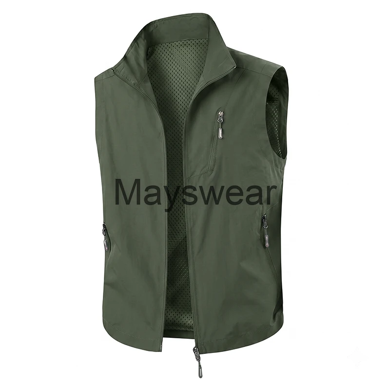 Autumn Men‘s Multi-Pocket Cargo Vests Outdoor Breathable Utility Waistcoat Summer Casual Tool Fishing Sleeveless Jackets Hiking