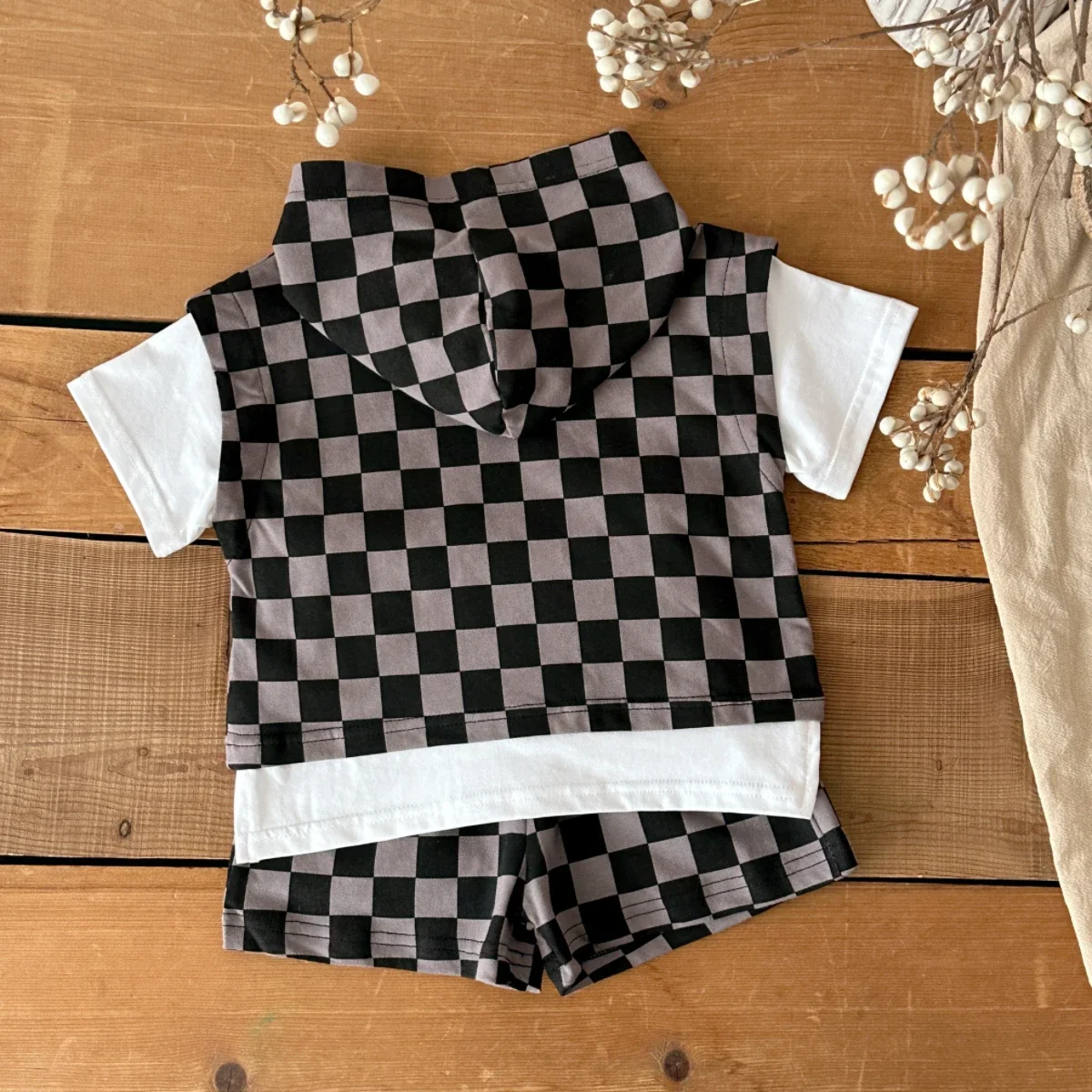 Summer Baby Girls Boys Cartoon Smiley Face Pattern Hooded Sweatshirt+sports Pants Two-piece Casual Sportswear Suitable for 0-3Y