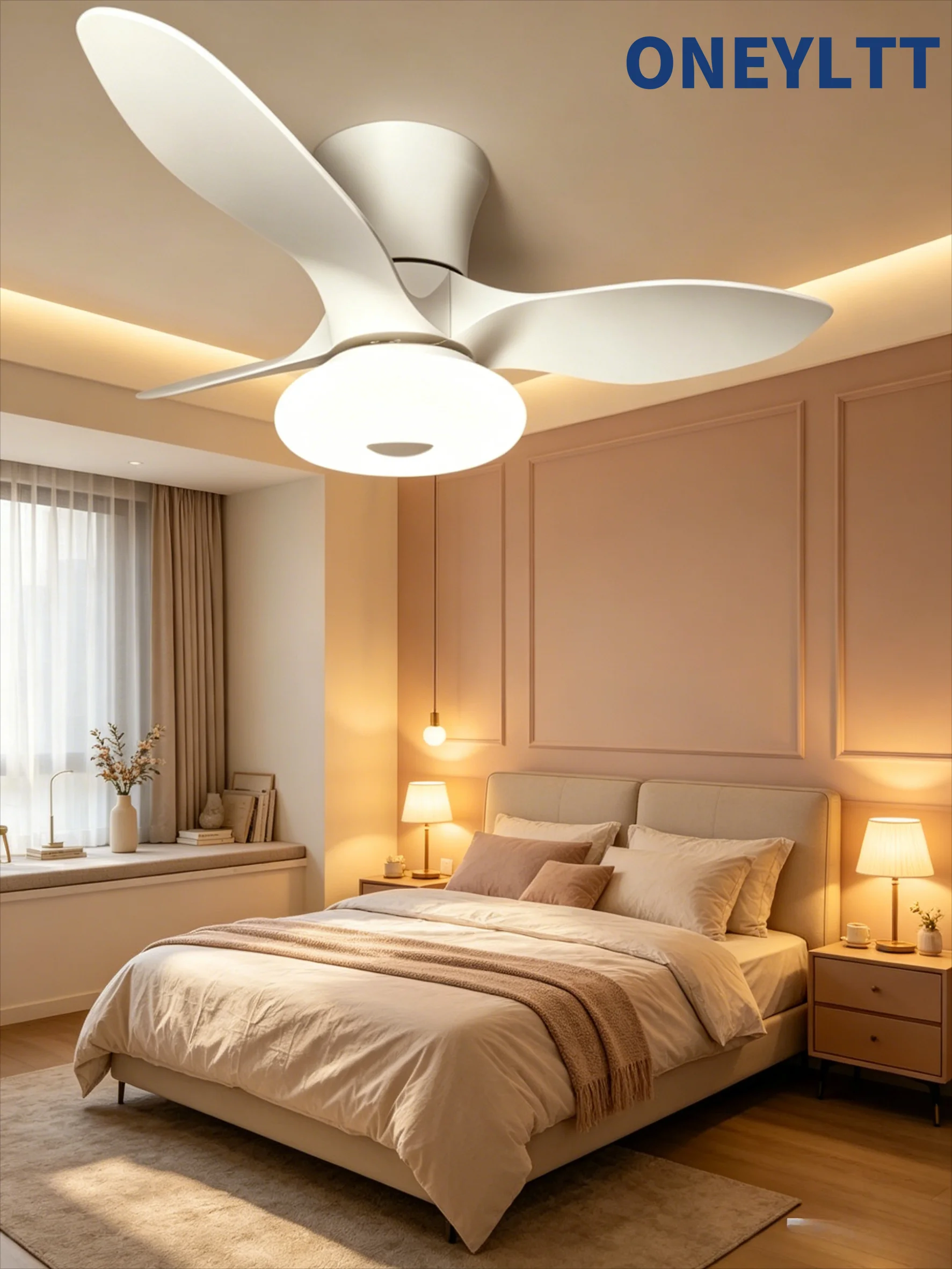 Modern LED Ceiling Fan Light 30W Motor 36W Light 3000K-6000K Dimmable 6 Speeds Reversible Fan Lamp For Home Indoor