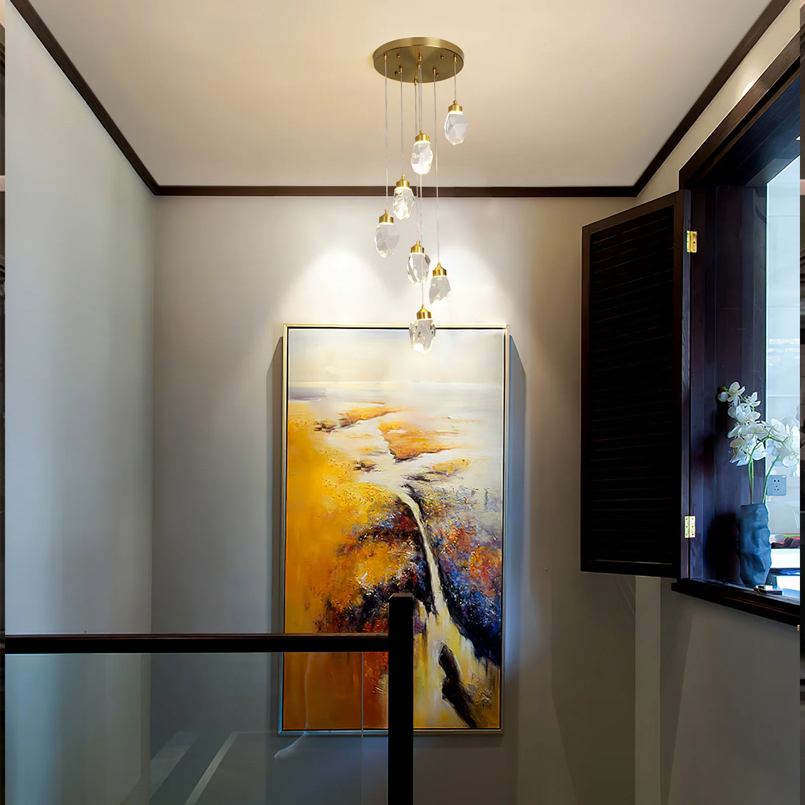 Simple Classic Crystal Chandelier Pendant Light Hotel Project Lamp Kitchen Hanging Lamp