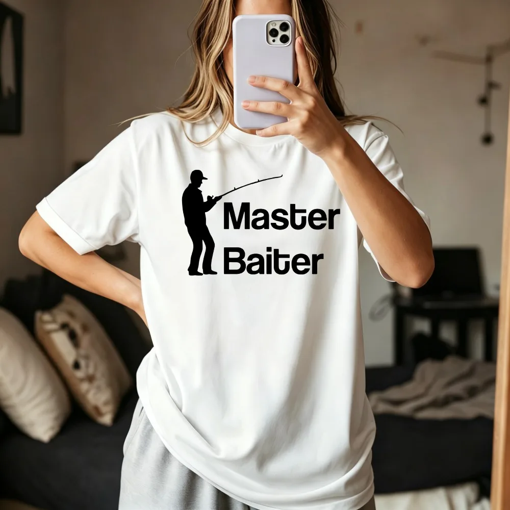 Master Baiter Mens T Shirt Funny Fishing Joke Rude Slogan Fathers Dad Gift T-shirt Casual Fashion Loose Harajuku Clothing