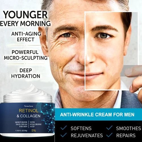 Imagen 2 del producto Crema antiarrugas Natural para hombres, crema Facial antiarrugas reafirmante, hidratante para la piel, Retinol, colágeno, antienvejecimiento