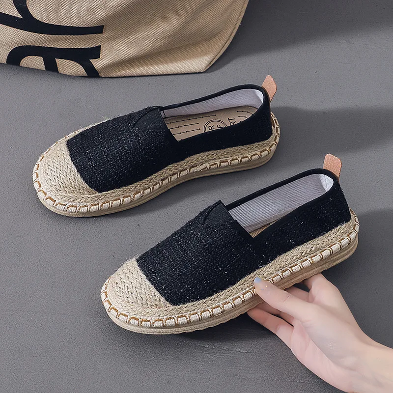 Casual Woman Shoe Espadrilles Platform Round Toe All-Match Modis Shallow Mouth Slip-on Summer 2024 New Slip On Canvas Fisherman