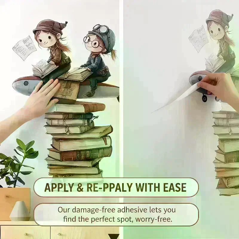 1pc Cartoon Dreams And Books Removable PVC Wall Stickers For Kids Room Decoration Nursery Classroom Wall Art Decals
