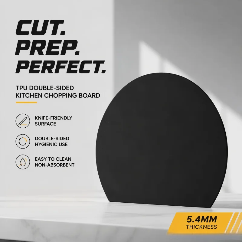 Non-Slip Wear-Resistant TPU Cutting Board - Semicircular Heat Resistant Chopping Board Double-Sided for Fruit and Kitchen Use