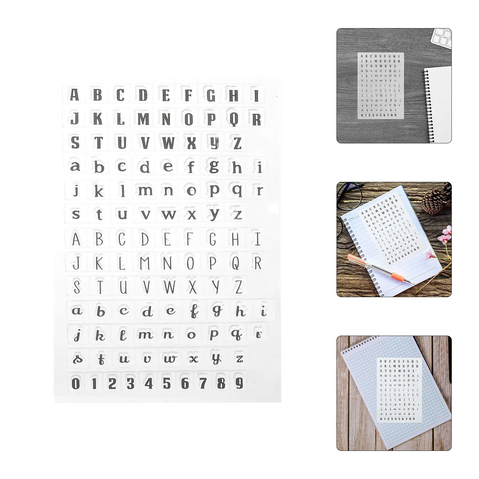 Sellos de silicona transparentes, patrones del alfabeto transparente para hacer tarjetas de diario, álbumes de recortes, manualidades de oficina, 4 Uds.