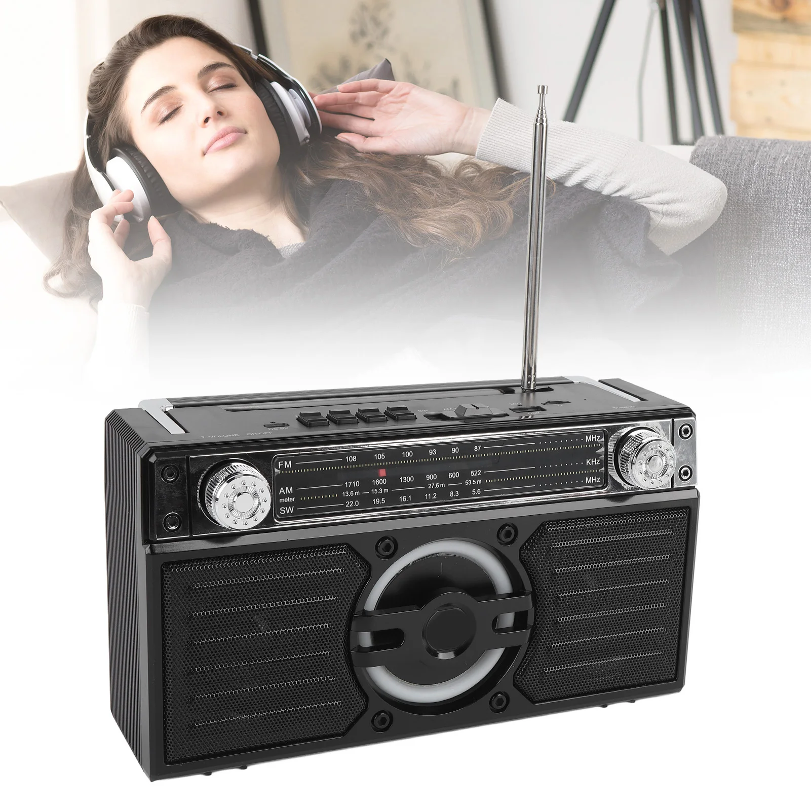 휴대용 라디오 블루투스 스피커 다기능 충전식 멀티 밴드 FM AM SW 라디오 여행용 장시간 재생 휴대용 라디오