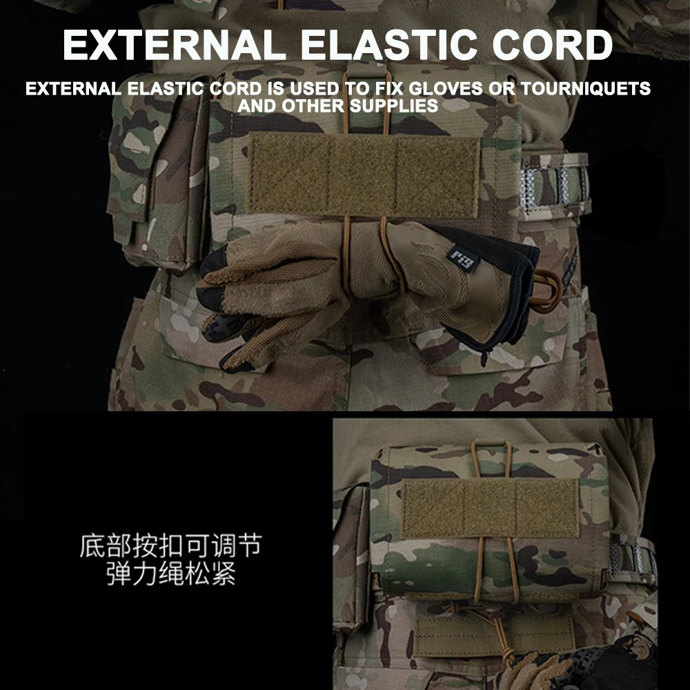 Tactical Horizontal Pull First Aid pouch Airsoft Quick Detach Molle Medical Bag Belt Packet Split Design for Hunting Camping