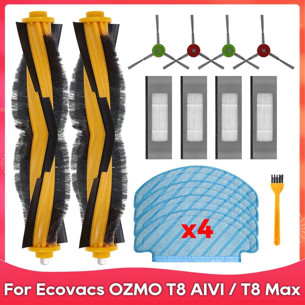 Roller Side Brush Filter Mop Dust Bag Part For Fit For Ecovacs DEBOT OZMO T8+ / T8 AIVI / T8 Max / N8 Plus / N8 Pro Robot Vacuum