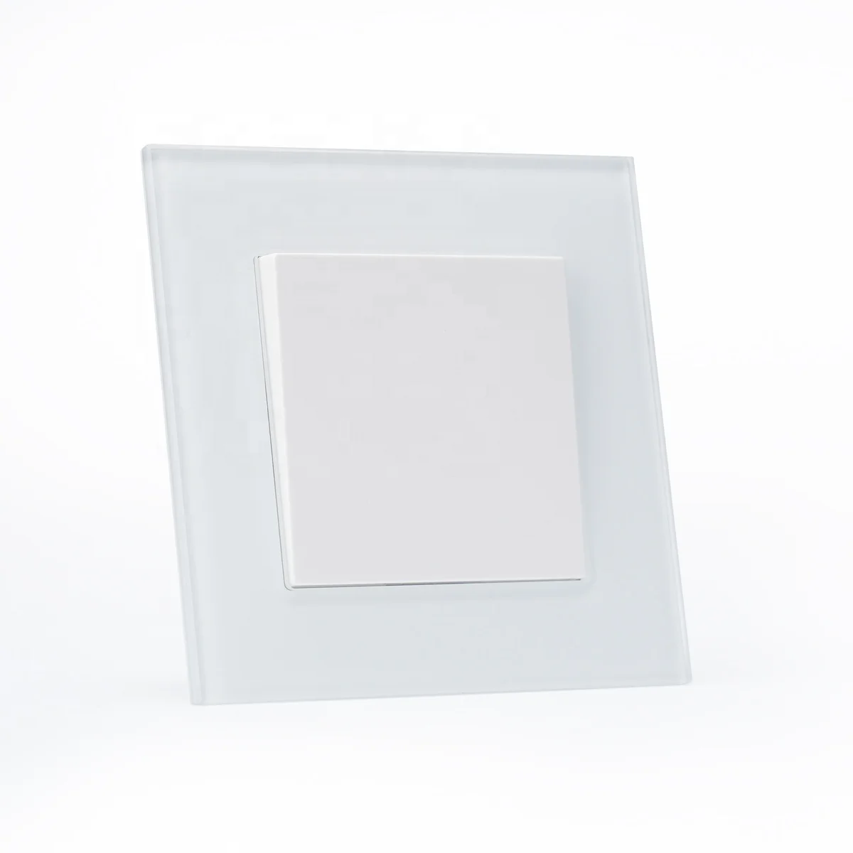 5pcs Customizable White Glass Panel Light Wall Switch 1 Gang Double Pole EU Single Pole Compliant 250V Max 10A for Home Use