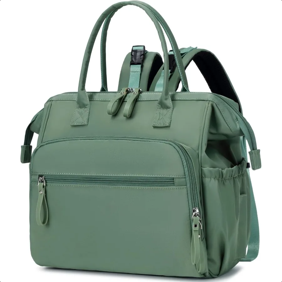 

Трансформируемая сумка для подгузников, большая сумка с широким открытым верхом и 14 карманами, стильная детская сумка для подгузников с пряжкой для коляски, водонепроницаемая