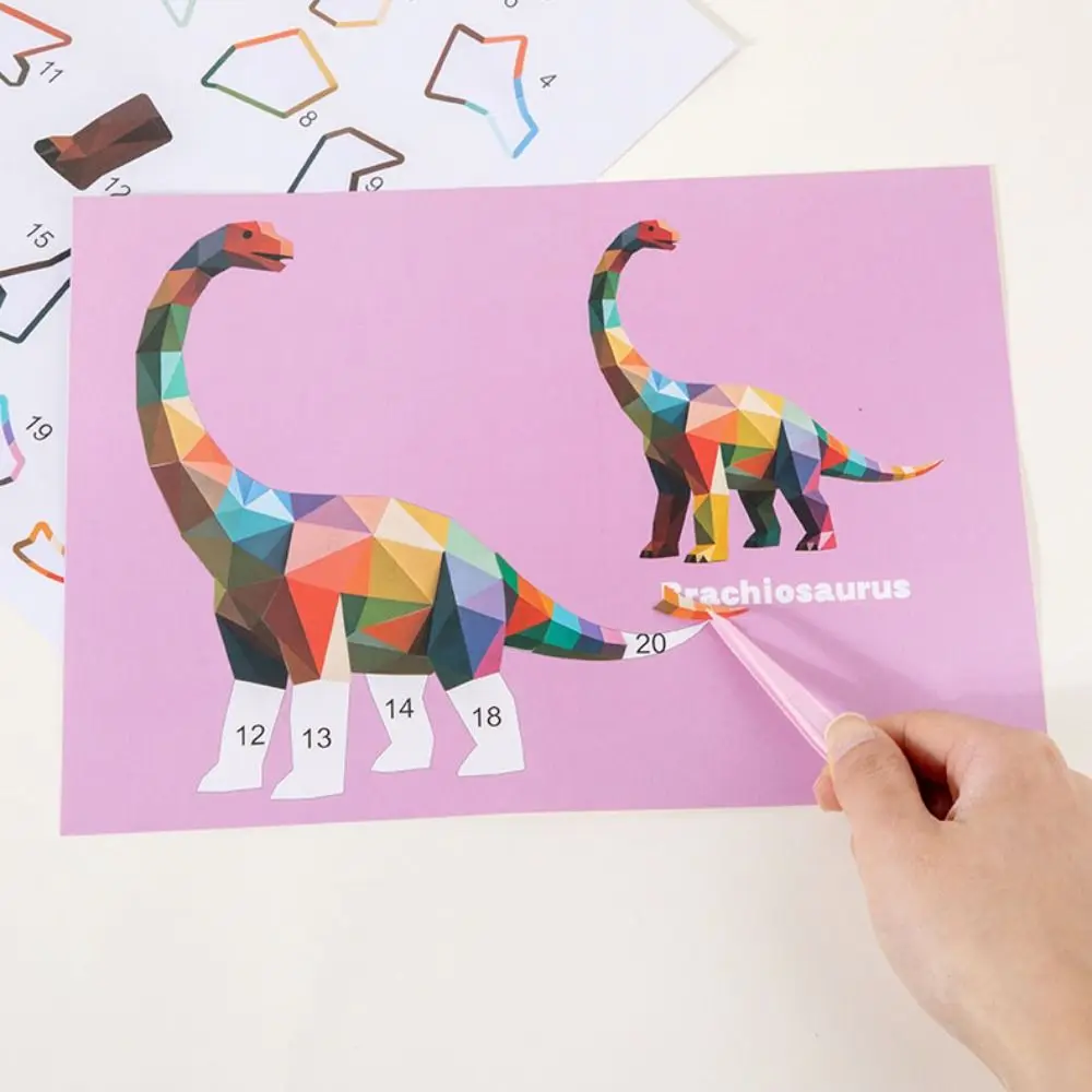 종이 3D 기하학 스티커 북 수제 교육용 장난감 DIY 붙이기 재료 키트 귀여운 만화 동물 스티커 북 어린이용