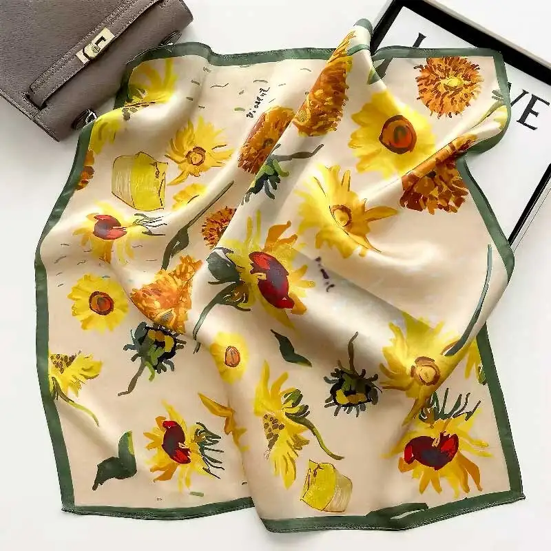 

100% Mulberry Silk Scarf, Pure Material Elegant Silk Scarf 53x53 Cm Square Fashionable Wrap Casual Accessory for Women Gift