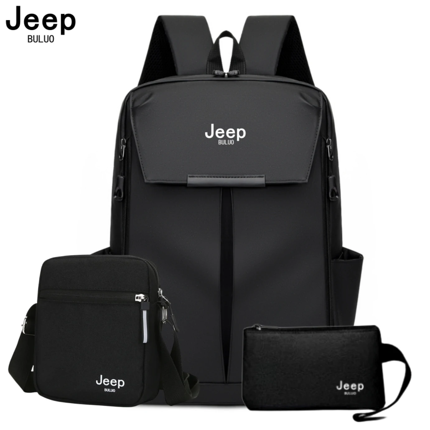 JEEP BULUO Brand Men Backpacks Black Fashion Knapsacking Packsack Casual Travel Unisex School Bag Laptop Pack Waterproof