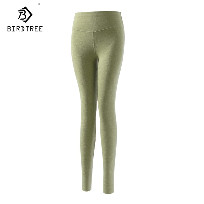 BirdTree, Mulberry Silk Cashmere, Slim Long Johns For Women, High Stretch, Warm Soft Bottom Pants, 2024 Autumn Winter P49406QM