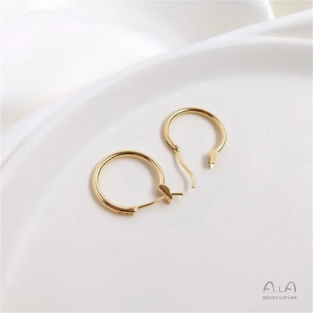 14K Light Gold French Earring 18K Thick Circle Earrings Diy Hand-made European and American Ins Earring Accessories Materials