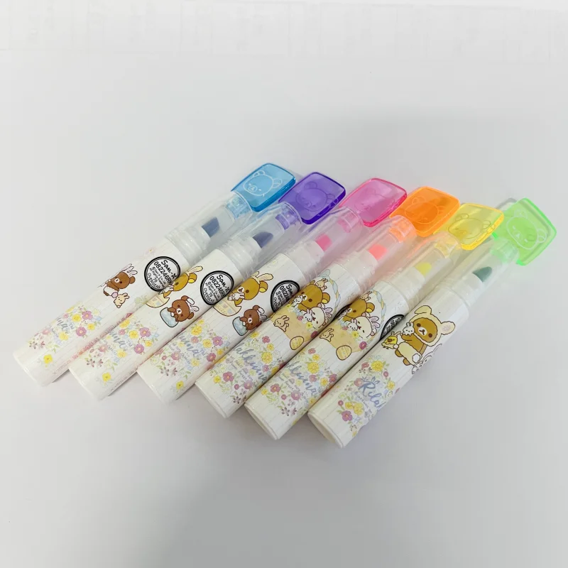 6Pcs Aihao HM5320 Rilakkuma Mini Markeerstift Mooie Cartoon Verf Marker Pen School Kantoor Kantoorbenodigdheden Supply Kawaii