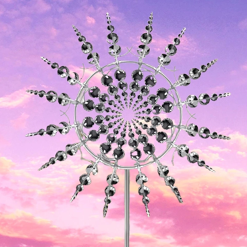 Stainless Steel Gold Plated Handmade Windmill Ornaments Durable Outdoor Garden Decorative Piles Dynamic Wind