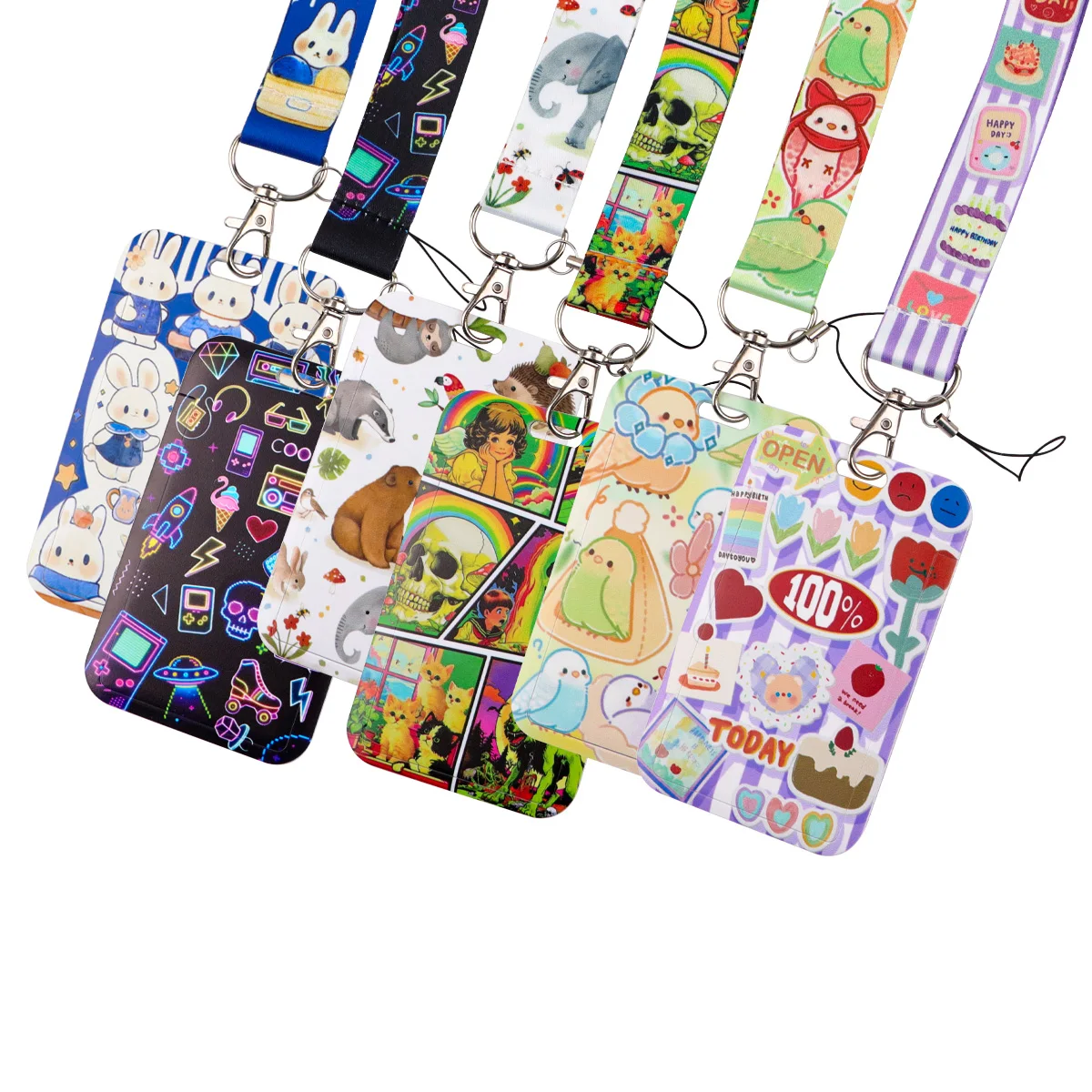

Cartoon Animals Lanyard For Keys Skeleton Credential Holders Punk Neck Straps Badge Holder Keychain Keyrings Accessories