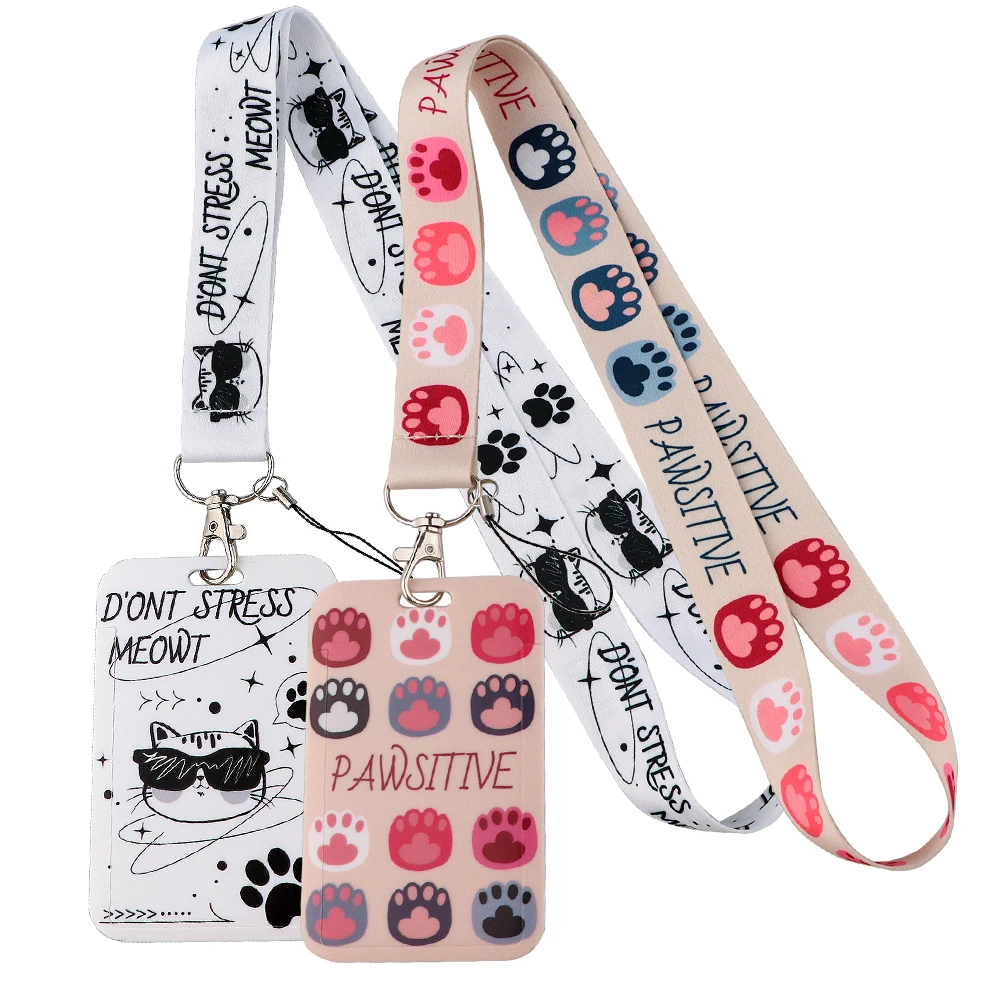 

Классный Шнурок для ключей с мультяшным котом, котом, когтями, чехол для удостоверения личности, банковской карты, держатель для бейджа, подвеска для телефона, брелок для ключей, аксессуары для ключей