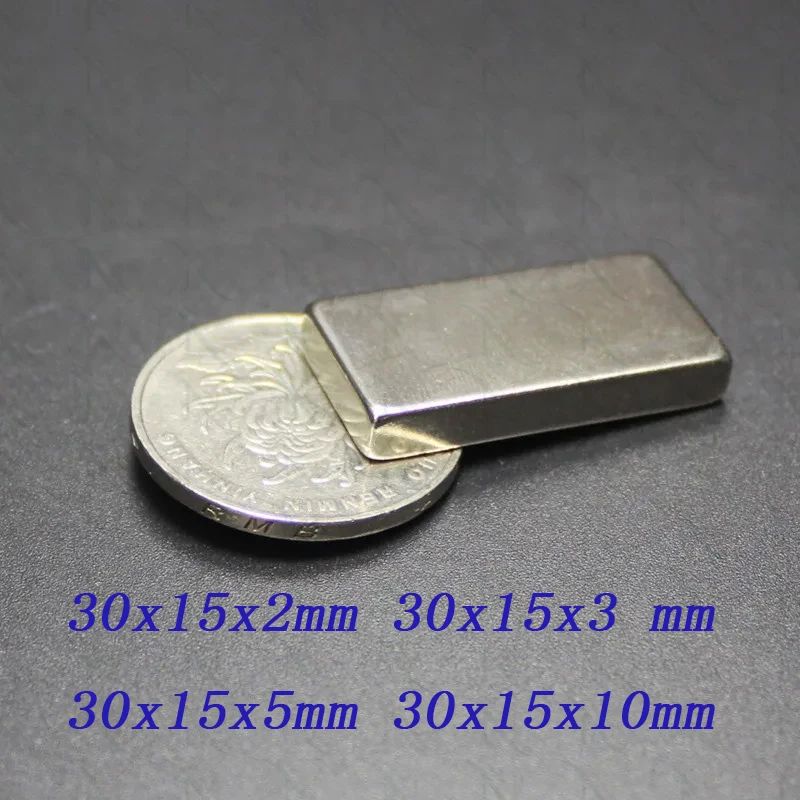 30x15x5mm NdFeB Super Strong Neodymium Magnet Block Permanent Magnet 30x15x2 mm Powerful Magnets N35 Magnetic 30*15*3mm 30*15*10