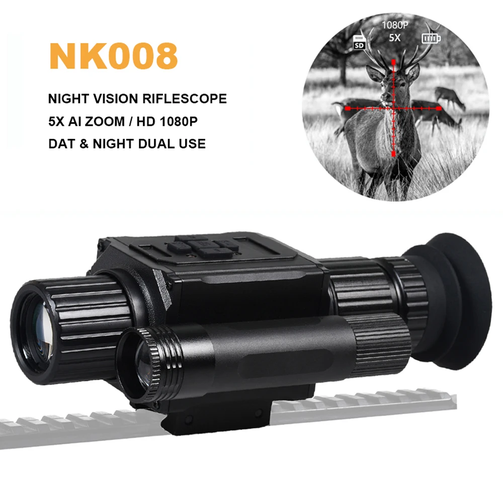NK008 Digital Night Vision Scope 5X Zoom Infrared Hunting Camera Riflescope HD 1080P Video Record Monocular Night Vision Device