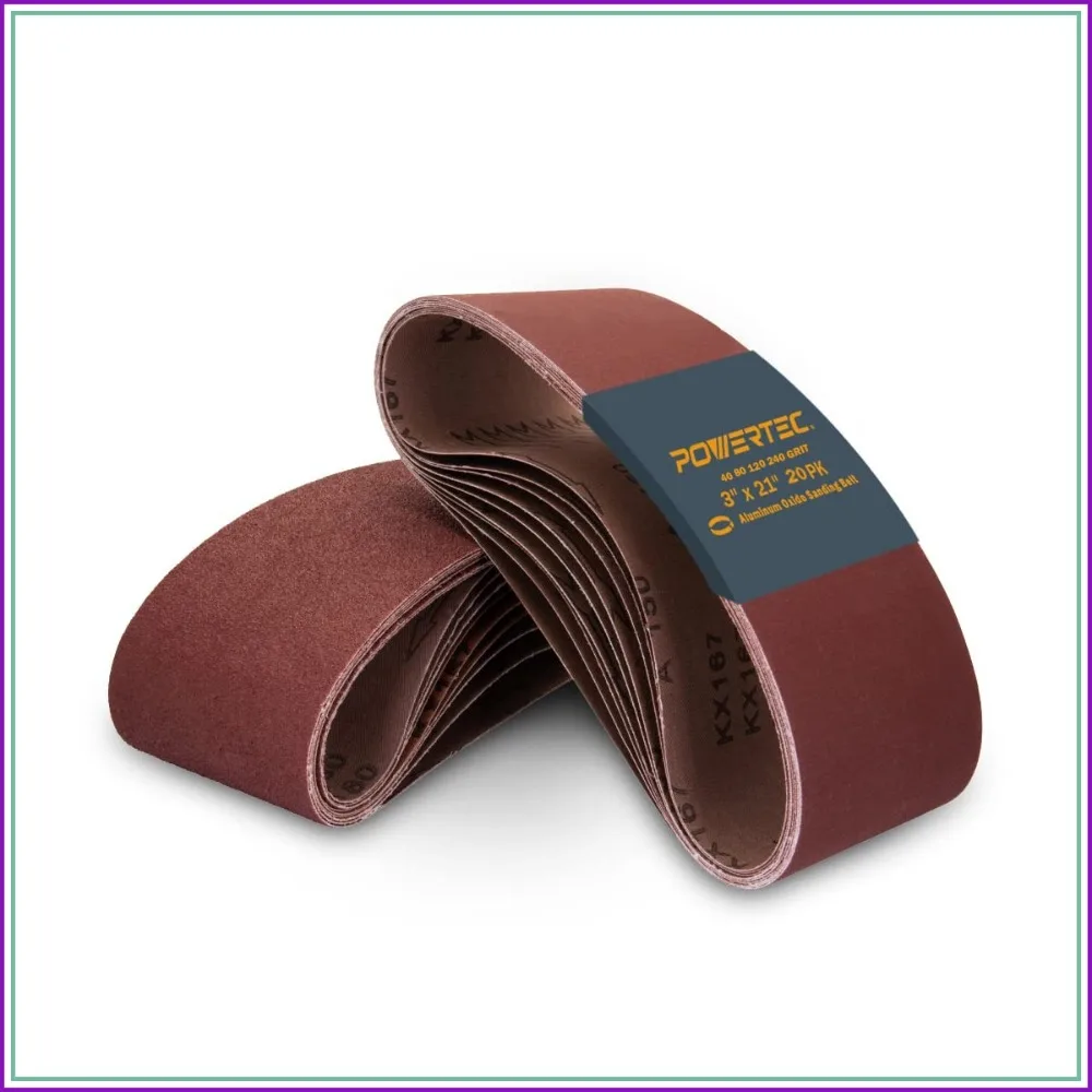3x21 Inch Sanding Belts, 20PK, 5 Each of 40/80/120/240 Grits, Aluminum Oxide, for Belt Sander, Woodworking, Paint, Metalworking