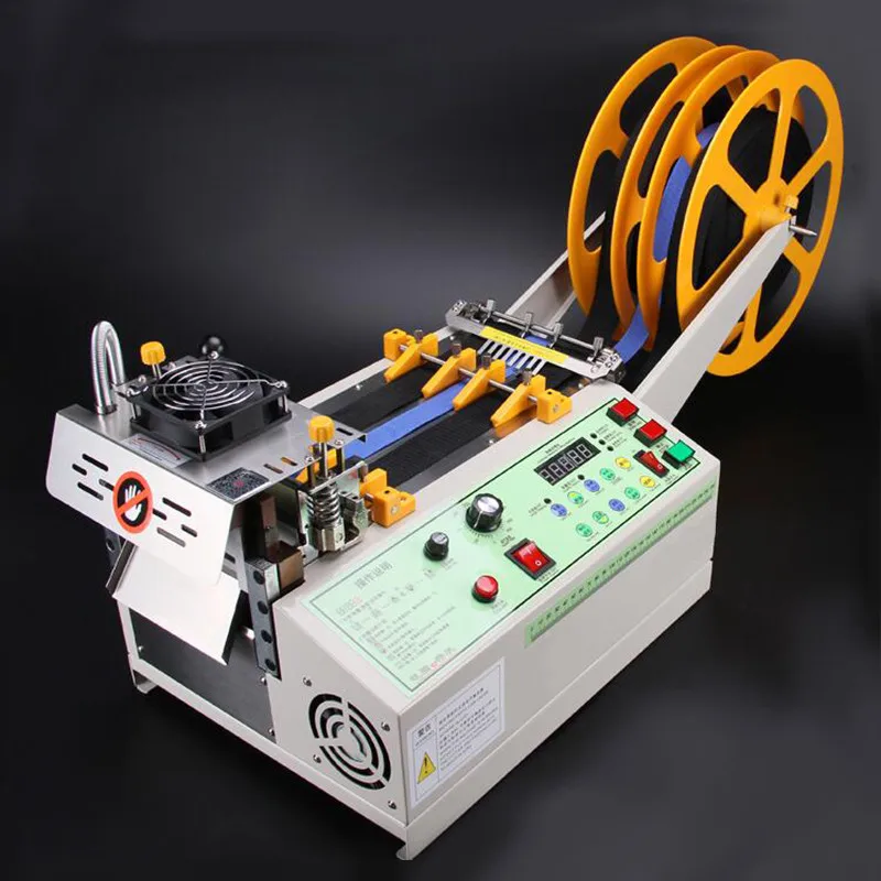 140T computer hot and cold Cloth belt cutting machine, magic adhesive tape zipper webbing machine elastic belt automatic cutting