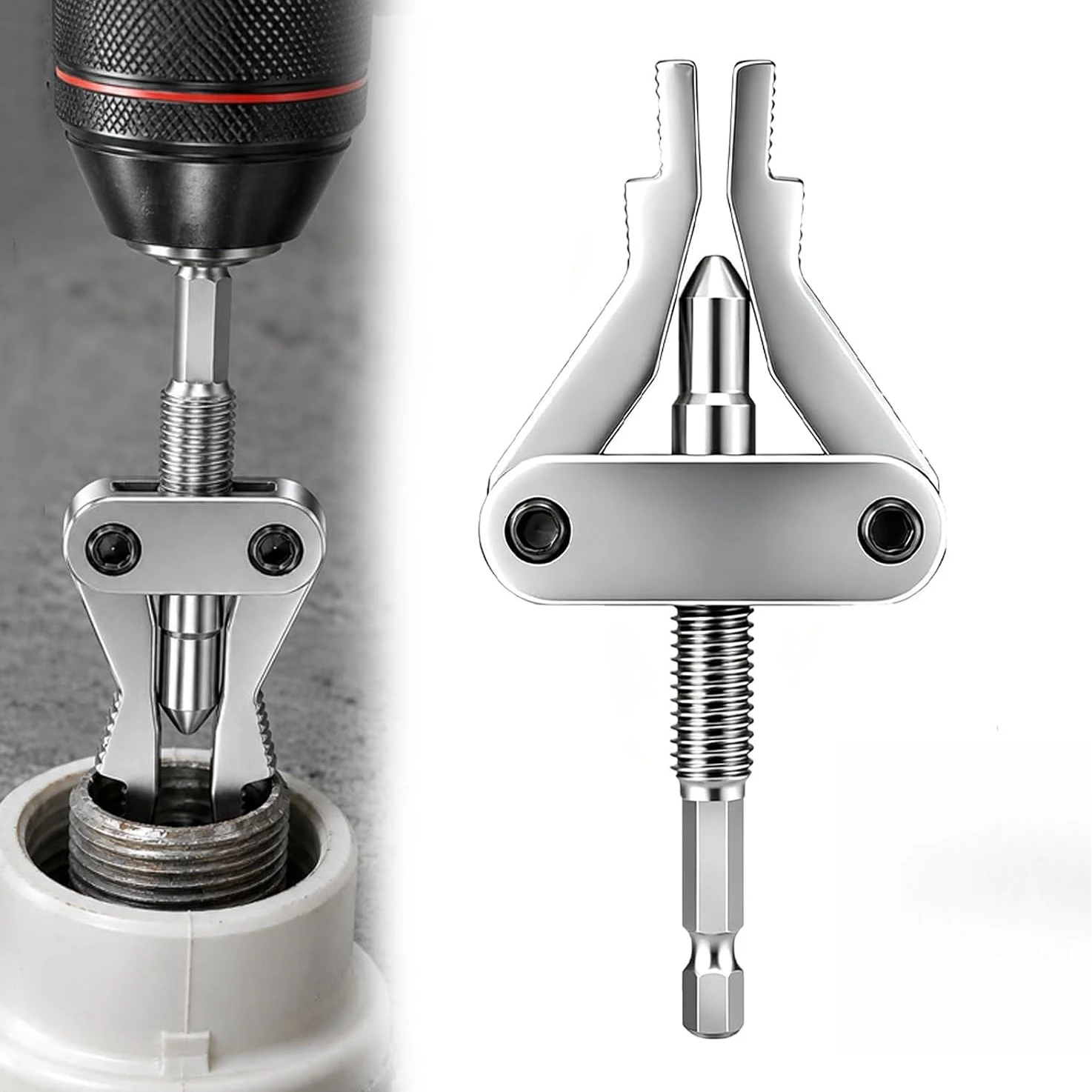 Pipe Extractor Tool Broken Pipe Extractor Universal Faucet Valve Stuck Insert Remover Hex Shank Drill Powered Plumbing Repair