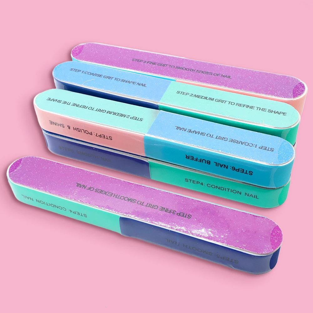 2/5pcs 7-Sided Nail Polisher Bar Multi Step Shaping Smoothing Polishing Tool Durable Wear Professional Polisher For Nail Art
