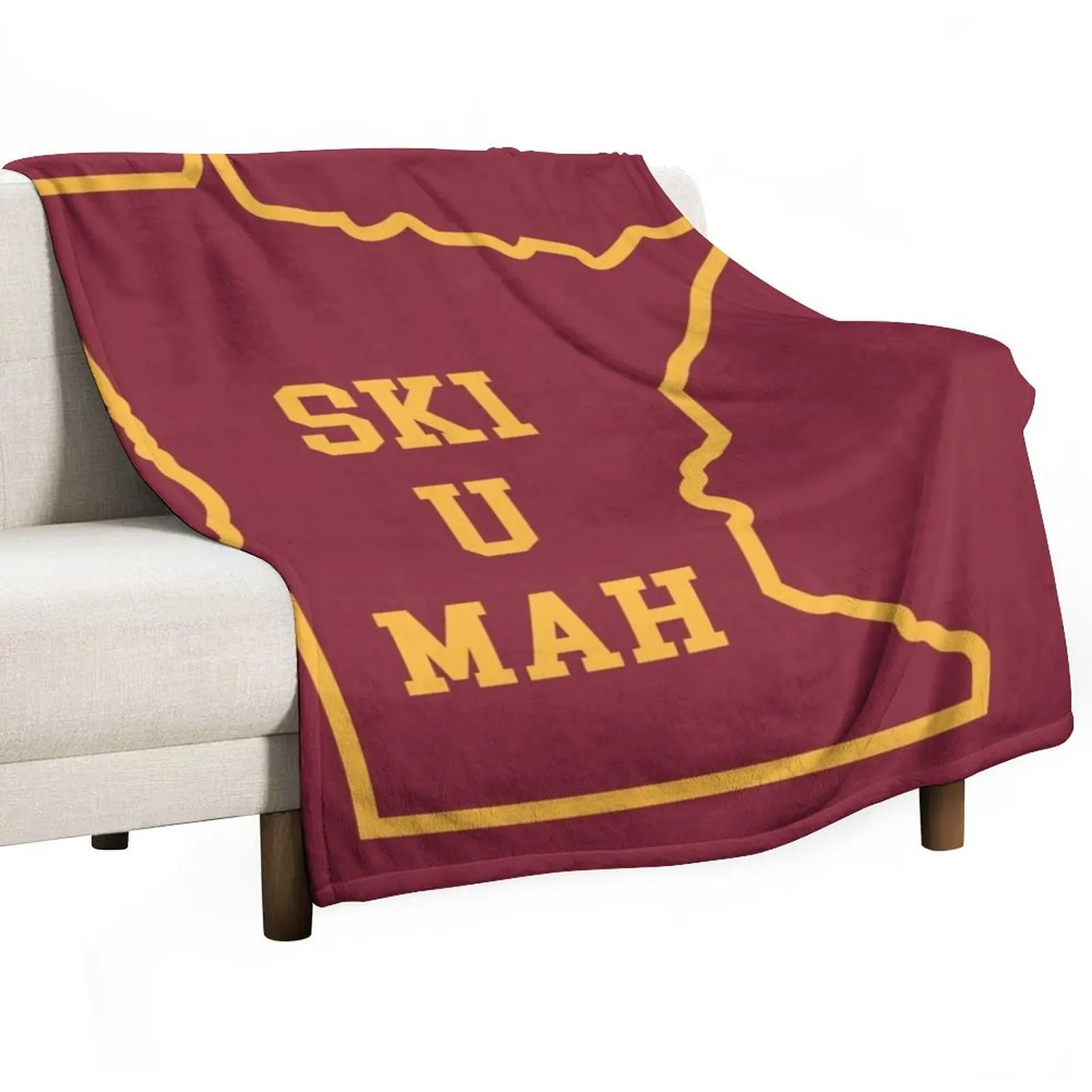 Ski U Mah MN Outline Throw Blanket Bed Hairys Soft Plush Plaid Blankets