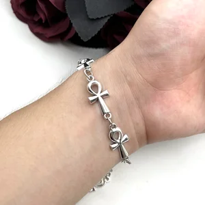 Gelang Vampir Ankh, Gothic, Gelang Silang, Vampir, Perhiasan Religius, Gelang Tautan Silang Victoria, Wicca, Perhiasan Pesona 8 pesona ankh penjualan terbaik - №