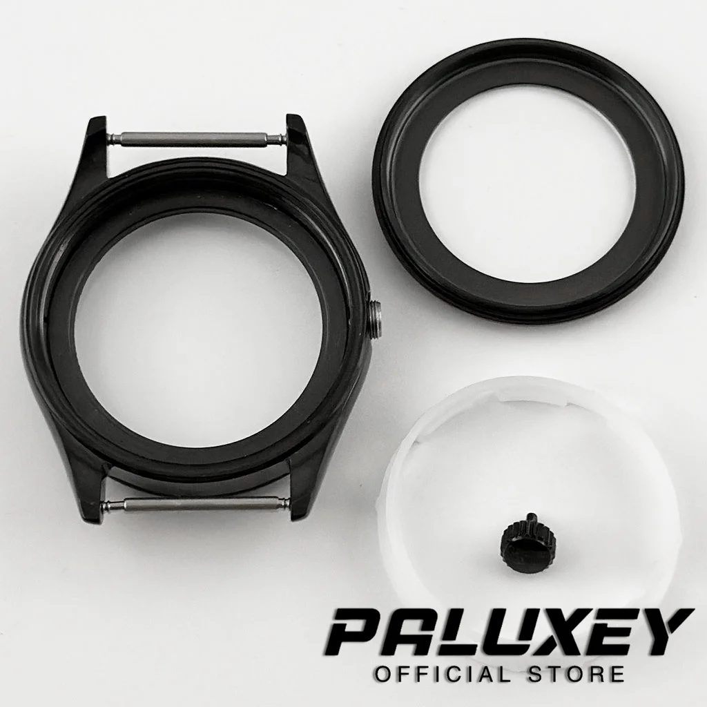 PVD 블랙 39mm 사파이어 크리스탈 시계 케이스 NH34 NH35 NH36 NH38 무브먼트 시계 NH35 부품 28.5mm 다이얼 모드 챕터 링 포함