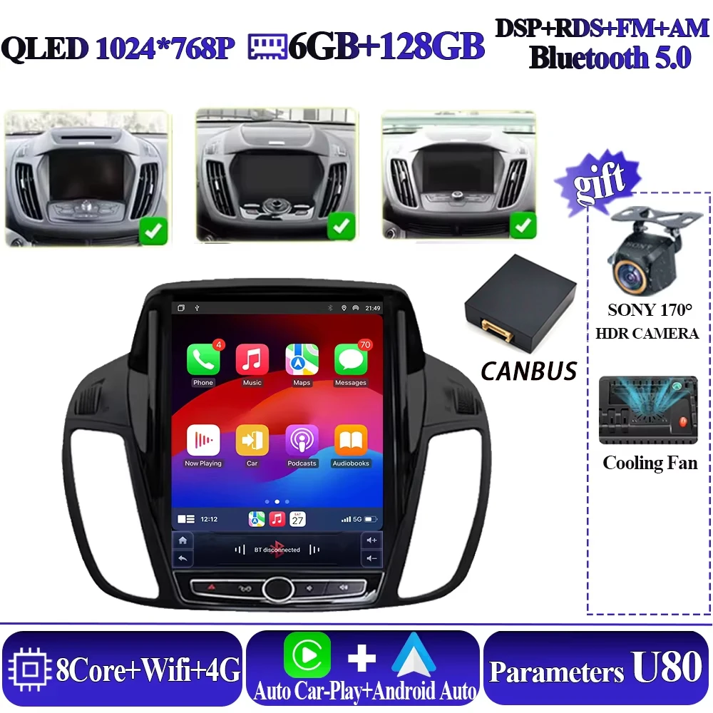 Android 16 autoradio voor Ford Kuga 2 Escape 3 2012-2019 Android 13 autoradio draadloze CarPlay 2 Din GPS navigatie Bluetooth