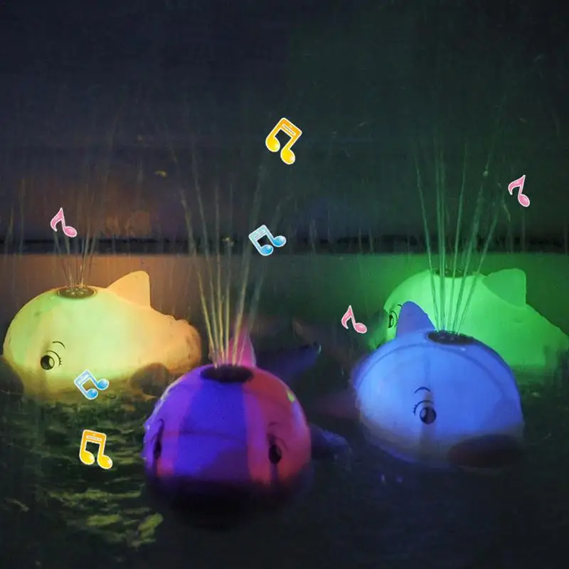 Baby Whale Bath Toy With Lights Light Up Whale Spray Water Bathtub For Toddlers Kids Pool Bathroom Toys