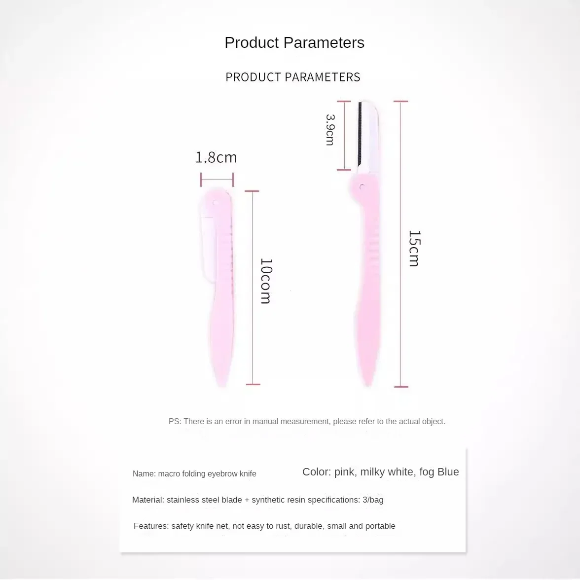 Rasoir à lame anti-rayures pour femme, tondeuse à sourcils pliable sûre, outils de maquillage, rasoir pour le visage, 1 pièce, 3 pièces