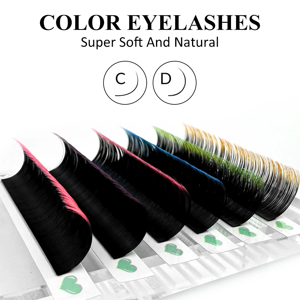 ABONNIE Mix Color Eyelashes Make up Black Gradient Red Blue Purple Eyelashes Extensions Individual Faux Mink Ombre Color Lashes
