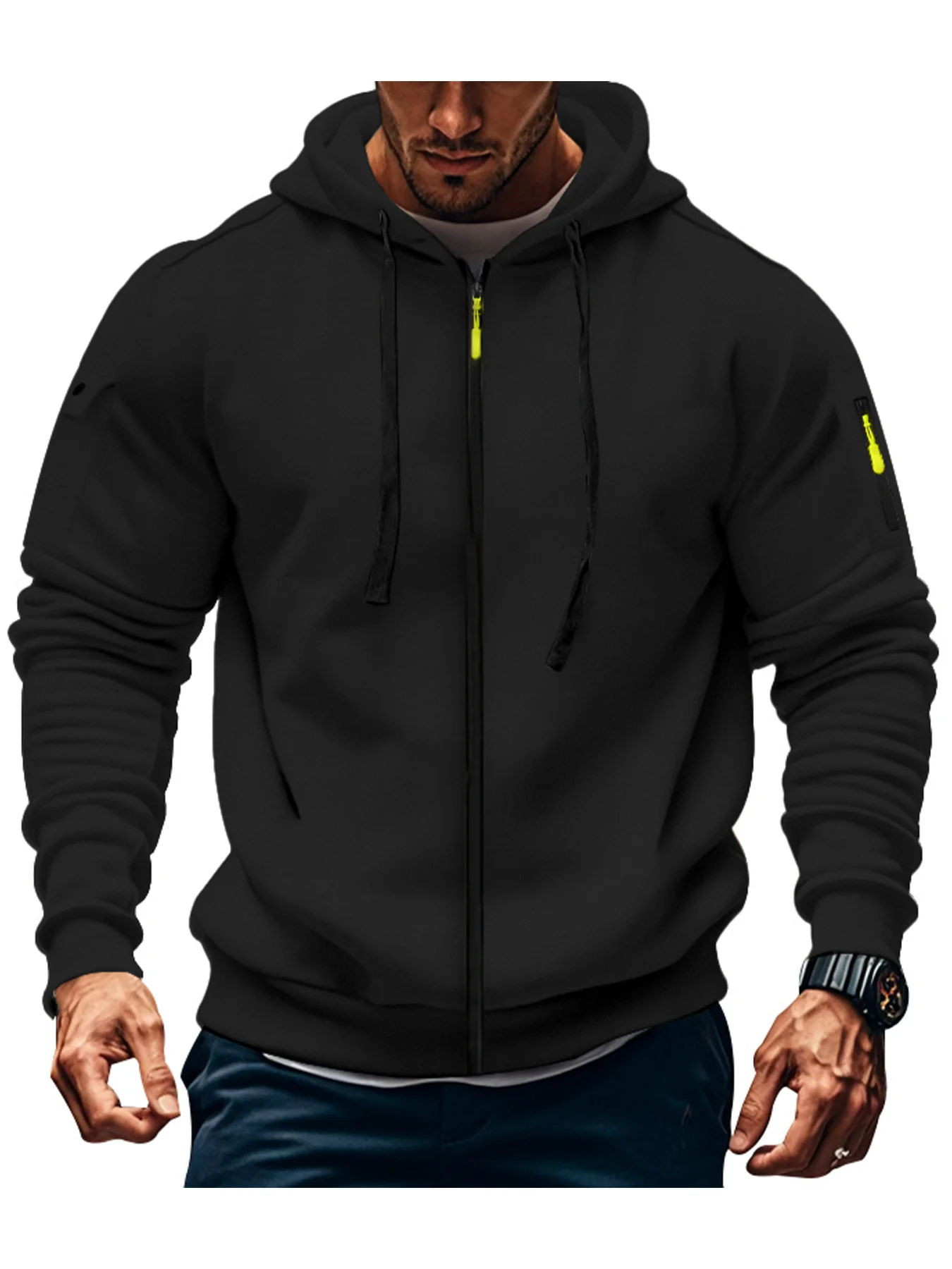 Men's Autumn Winter New Hoodies Long Sleeve Sweatshirt Zipper Design Hooded Sweatshirt for Men Sportswear Slim Fit Casual Jacket image 6