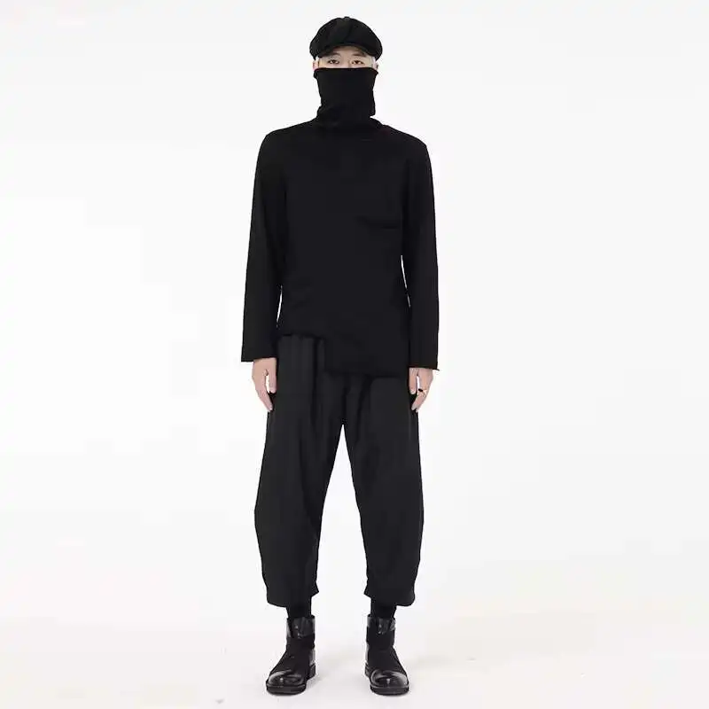 

Мужские укороченные брюки, черные свободные повседневные брюки Харлан, уличная одежда, мужские темные горные стили, большие размеры, показ на подиуме