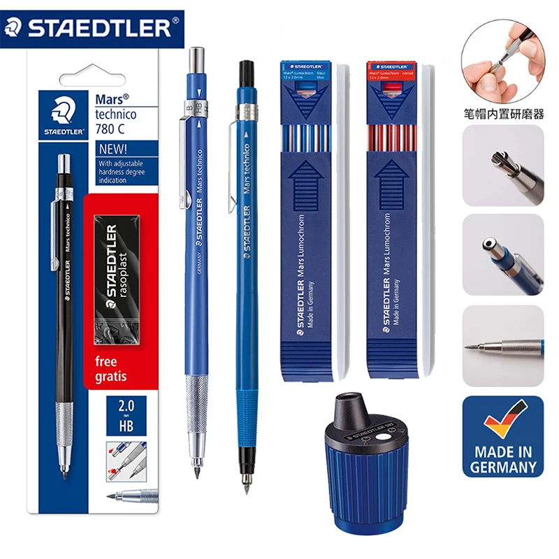 STAEDTLER-lápiz mecánico 780C/788C, diseño de dibujo de ingeniería de Anime, Manga de 2,0mm, lápiz de dibujo Premium, suministros de papelería